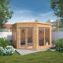 Mercia Corner 9x9 Ft Flat Shiplap Wooden Summer House With Double Door -Gardens and Outdoor Stores mercia corner 9x9 ft flat shiplap wooden summer house with double door5029442088563 01i