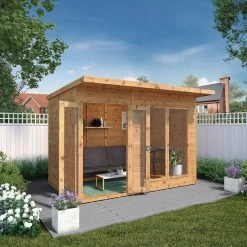 Mercia Maine 10x6 Ft Pent Shiplap Wooden Summer House With Double Door -Gardens and Outdoor Stores mercia maine 10x6 ft pent shiplap wooden summer house with double door5029442002552 02i