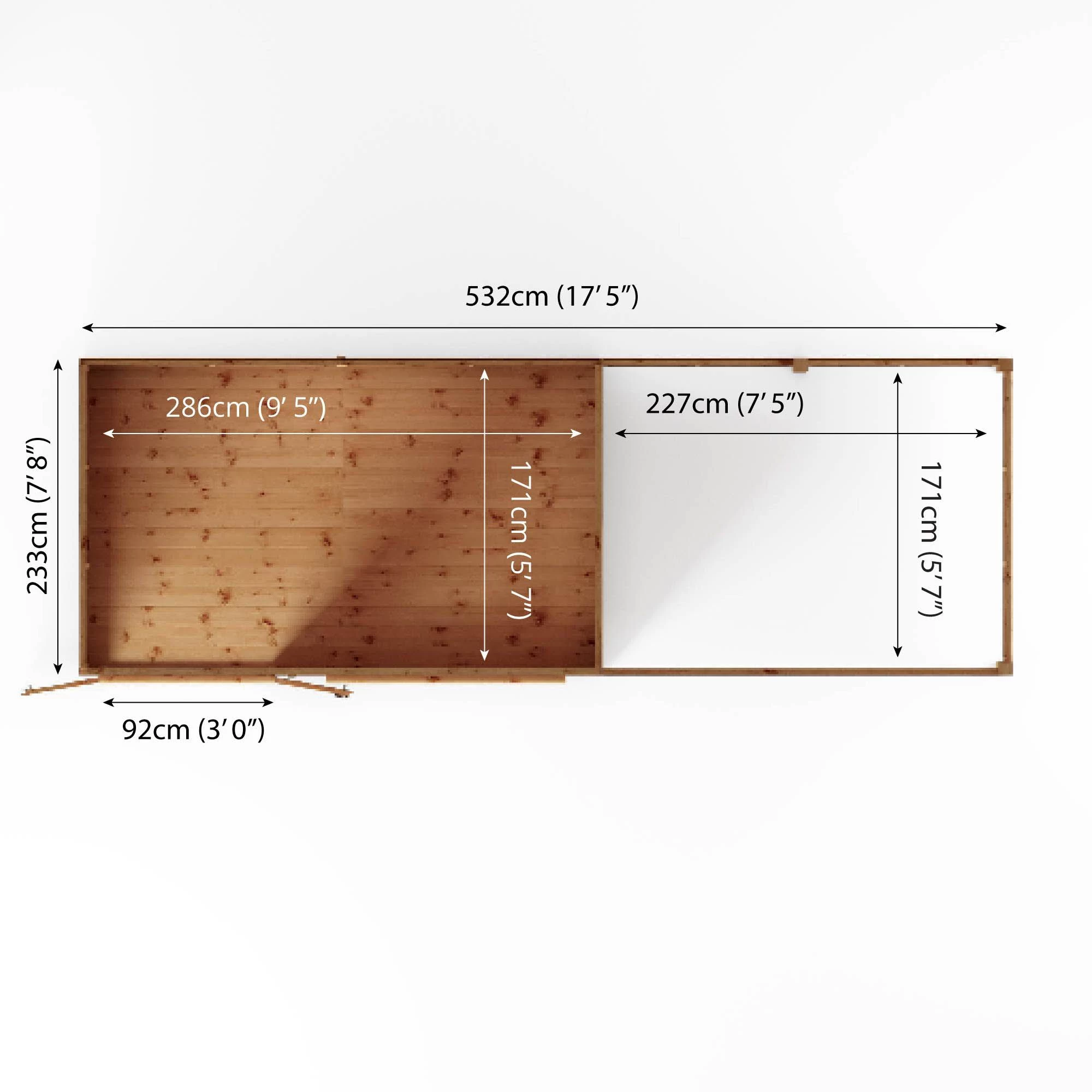 Mercia Maine 18x6 Ft Pent Shiplap Wooden Summer House With Double Door 8 Mercia Maine 18x6 Ft Pent Shiplap Wooden Summer House With Double Door - Image 6