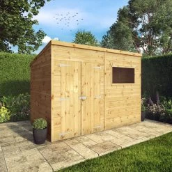 Mercia Premium 10x6 Ft Pent Shiplap Wooden 2 Door Shed With Floor -Gardens and Outdoor Stores mercia premium 10x6 ft pent shiplap wooden 2 door shed with floor5029442009285 01i