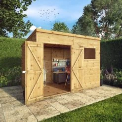 Mercia Premium 10x6 Ft Pent Shiplap Wooden 2 Door Shed With Floor