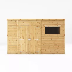 Mercia Premium 12x8 Ft Pent Shiplap Wooden 2 Door Shed With Floor -Gardens and Outdoor Stores mercia premium 12x8 ft pent shiplap wooden 2 door shed with floor5029442009315 02c