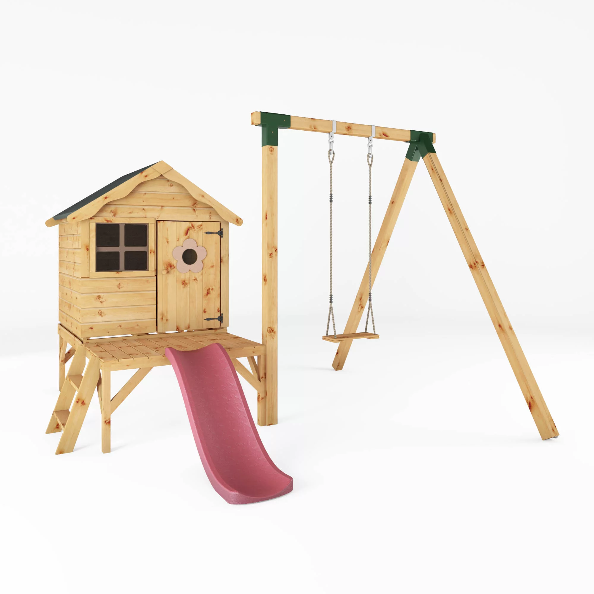 Mercia Snug Wooden Swing Set & Slide 4 Mercia Snug Wooden Swing Set & Slide - Image 2