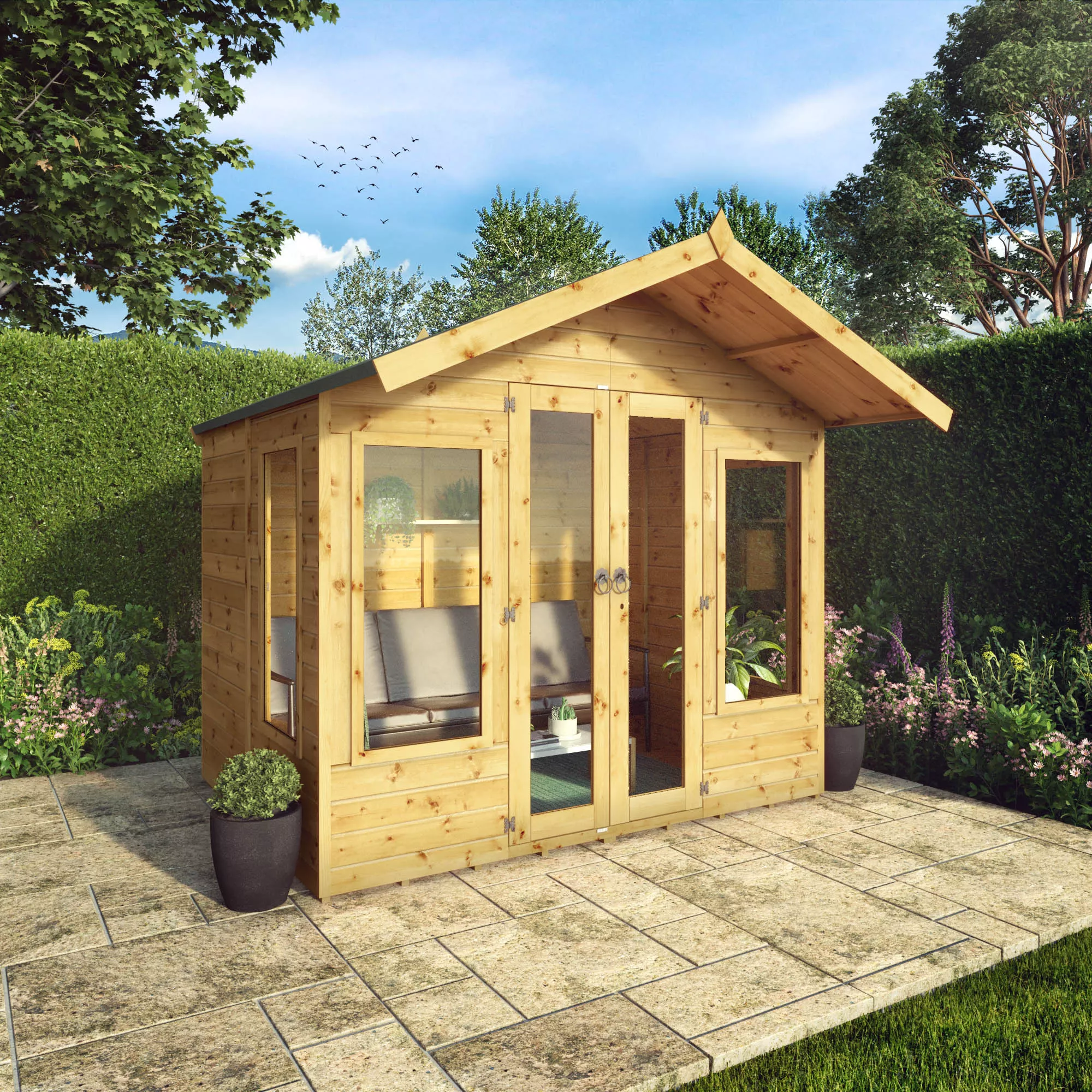 Mercia Sussex 8x6 Ft Apex Shiplap Wooden Summer House With Double Door 8 Mercia Sussex 8x6 Ft Apex Shiplap Wooden Summer House With Double Door - Image 6