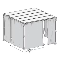 Palram - Canopia 3K Series Grey Polyester (PES) Gazebo Curtain, Pack Of 4 (L)2170mm (W)3660mm -Gardens and Outdoor Stores palram canopia 3k series grey polyester pes gazebo curtain pack of 4 l 2170mm w 3660mm7290108130744 01t