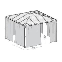 Palram - Canopia 3K Series Grey Polyester (PES) Gazebo Netting, Pack Of 6 (L)2170mm (W)3660mm -Gardens and Outdoor Stores palram canopia 3k series grey polyester pes gazebo netting pack of 6 l 2170mm w 3660mm7290108130751 02t