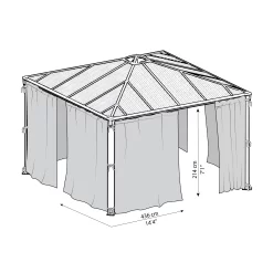 Palram - Canopia 4K Series Grey Polyester (PES) Gazebo Curtain, Pack Of 4 (L)2170mm (W)4360mm -Gardens and Outdoor Stores palram canopia 4k series grey polyester pes gazebo curtain pack of 4 l 2170mm w 4360mm7290108133936 01t