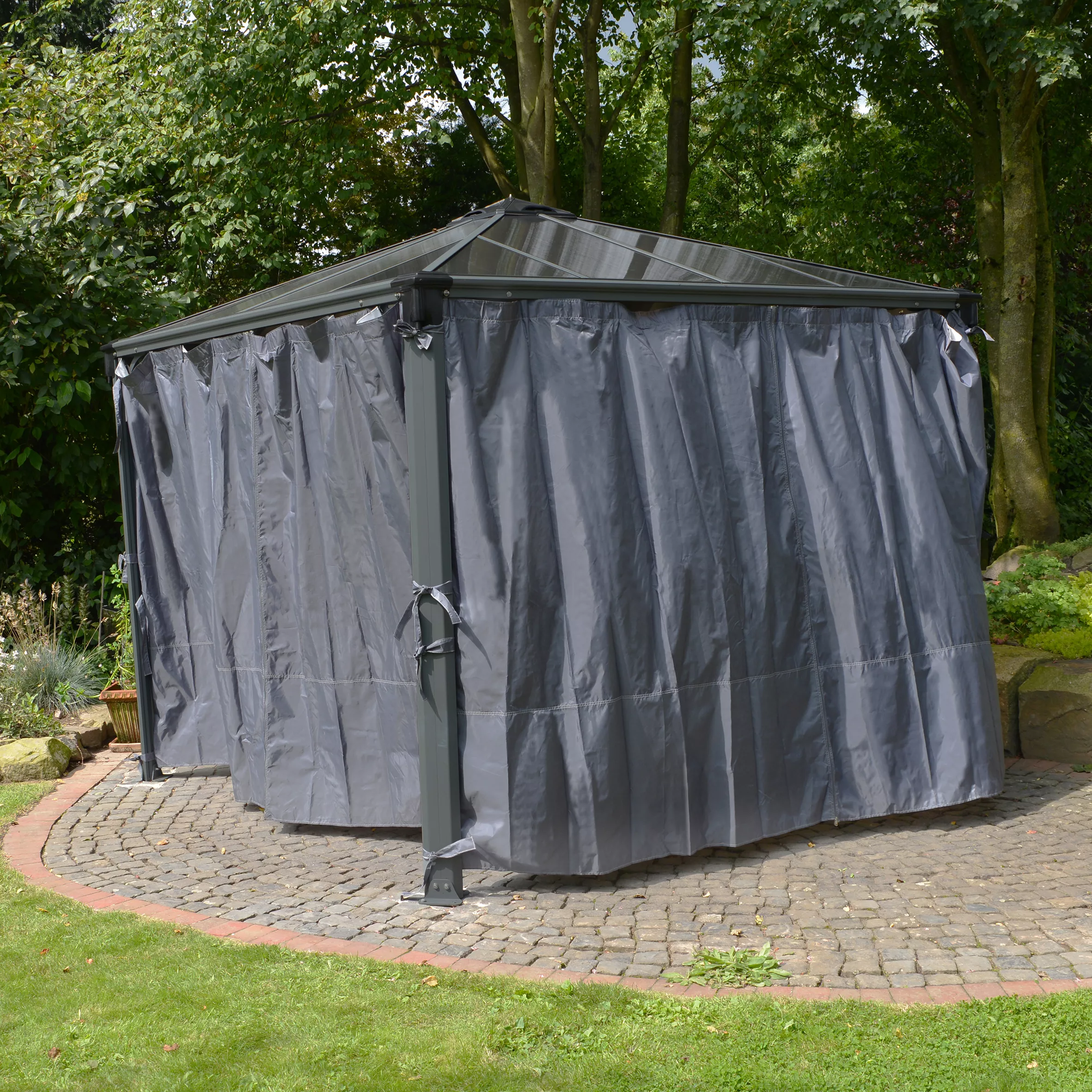 Palram - Canopia 4K Series Grey Polyester (PES) Gazebo Curtain, Pack Of 6 (L)2170mm (W)4010mm 7 Palram - Canopia 4K Series Grey Polyester (PES) Gazebo Curtain, Pack Of 6 (L)2170mm (W)4010mm - Image 5