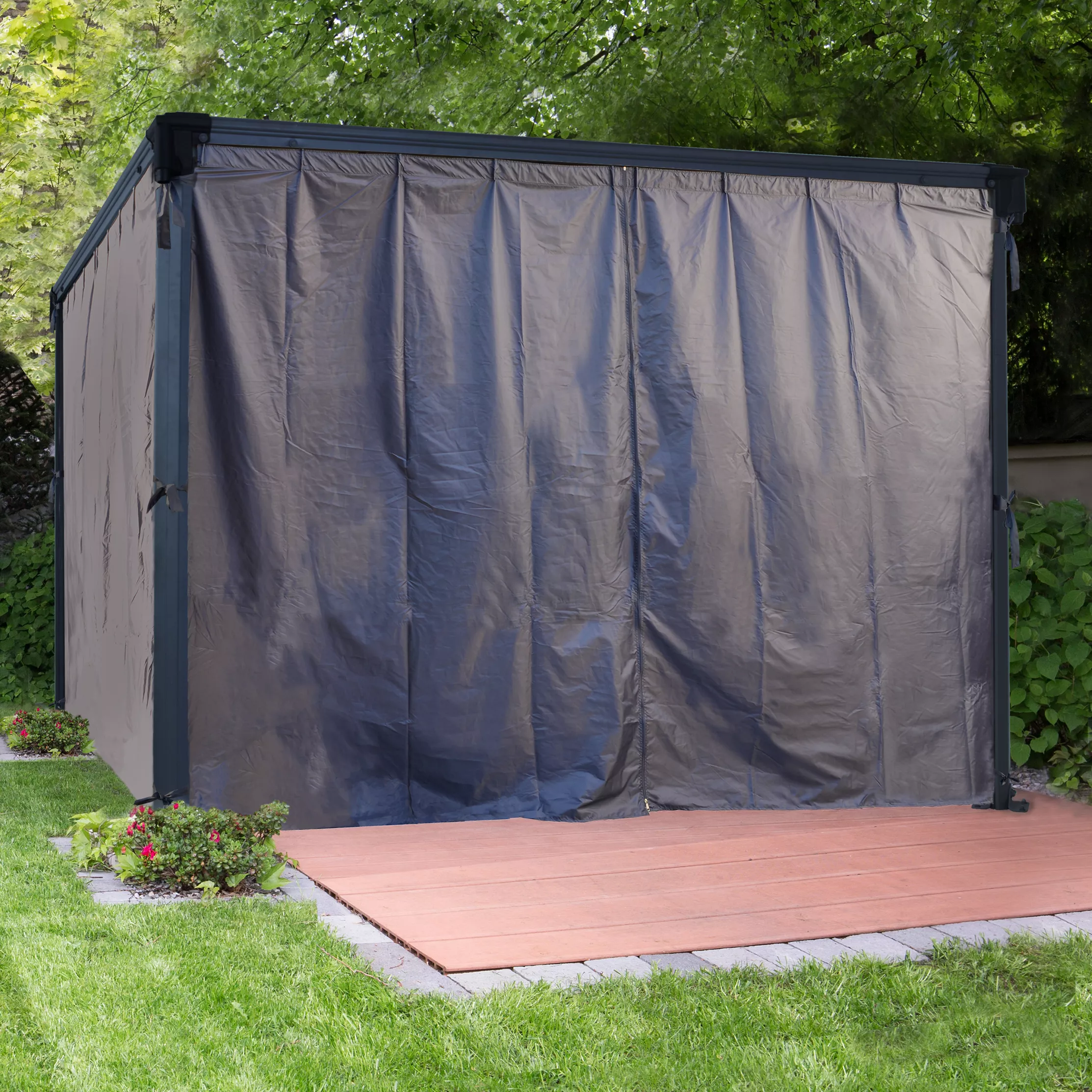 Palram - Canopia 4K Series Grey Polyester (PES) Gazebo Curtain, Pack Of 6 (L)2170mm (W)4010mm 3 Palram - Canopia 4K Series Grey Polyester (PES) Gazebo Curtain, Pack Of 6 (L)2170mm (W)4010mm