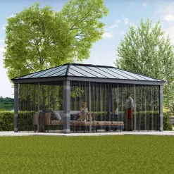 Palram - Canopia Dallas Grey Polyester (PES) Gazebo Netting, Pack Of 4 (L)2120mm (W)5070mm -Gardens and Outdoor Stores palram canopia dallas grey polyester pes gazebo netting pack of 4 l 2120mm w 5070mm7290108602722 02i