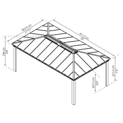 Palram - Canopia Dallas Grey Rectangular Gazebo, (W)6.12m (D)3.64m - Assembly Required -Gardens and Outdoor Stores palram canopia dallas grey rectangular gazebo w 6 12m d 3 64m assembly required7290108601954 01t bq