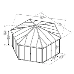 Palram - Canopia Garda Grey Hexagonal Gazebo, (W)5.17m (D)5.95m - Assembly Required -Gardens and Outdoor Stores palram canopia garda grey hexagonal gazebo w 5 17m d 5 95m assembly required7290108137040 01t bq