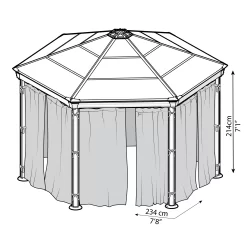Palram - Canopia Hexagonal Grey Polyester (PES) Gazebo Curtain, Pack Of 6 (L)2170mm (W)2320mm -Gardens and Outdoor Stores palram canopia hexagonal grey polyester pes gazebo curtain pack of 6 l 2170mm w 2320mm7290108133530 01t