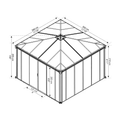Palram - Canopia Ledro Grey Rectangular Gazebo, (W)3.6m (D)3.6m - Assembly Required -Gardens and Outdoor Stores palram canopia ledro grey rectangular gazebo w 3 6m d 3 6m assembly required7290108136531 01t bq