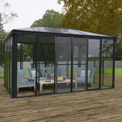 Palram - Canopia Ledro Grey Rectangular Gazebo, (W)4.3m (D)2.96m - Assembly Required -Gardens and Outdoor Stores palram canopia ledro grey rectangular gazebo w 4 3m d 2 96m assembly required7290108139648 01i bq