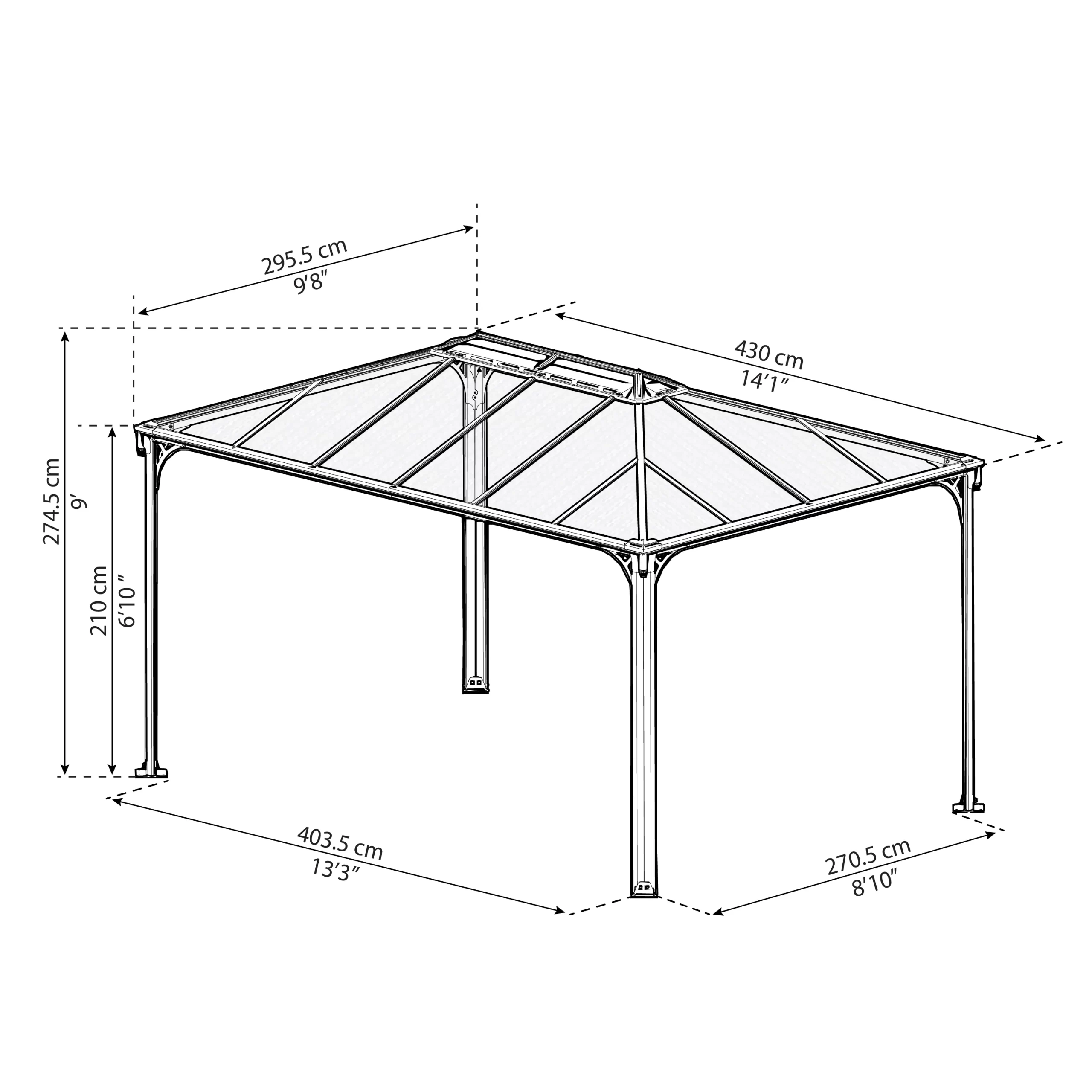 Palram - Canopia Martinique Grey Rectangular Gazebo, (W)4.3m (D)2.96m - Assembly Required 14 Palram - Canopia Martinique Grey Rectangular Gazebo, (W)4.3m (D)2.96m - Assembly Required - Image 12