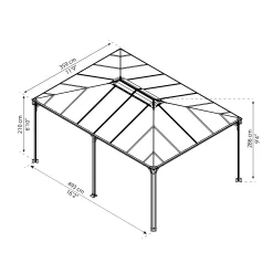 Palram - Canopia Martinique Grey Rectangular Gazebo, (W)4.93m (D)3.59m - Assembly Required -Gardens and Outdoor Stores palram canopia martinique grey rectangular gazebo w 4 93m d 3 59m assembly required7290108136234 01t bq