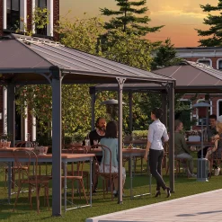 Palram - Canopia Martinique Grey Rectangular Gazebo, (W)4.93m (D)3.59m - Assembly Required -Gardens and Outdoor Stores palram canopia martinique grey rectangular gazebo w 4 93m d 3 59m assembly required7290108136234 03i bq