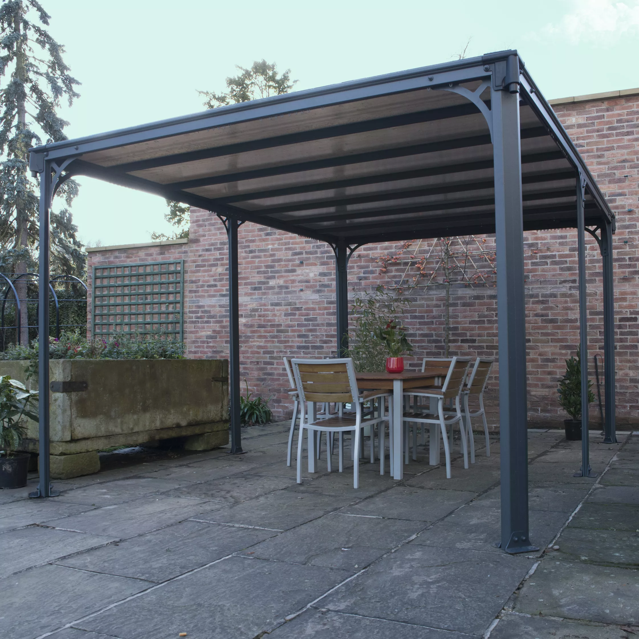 Palram - Canopia Milano Grey Rectangular Gazebo, (W)4.26m (D)3.09m - Assembly Required 3 Palram - Canopia Milano Grey Rectangular Gazebo, (W)4.26m (D)3.09m - Assembly Required