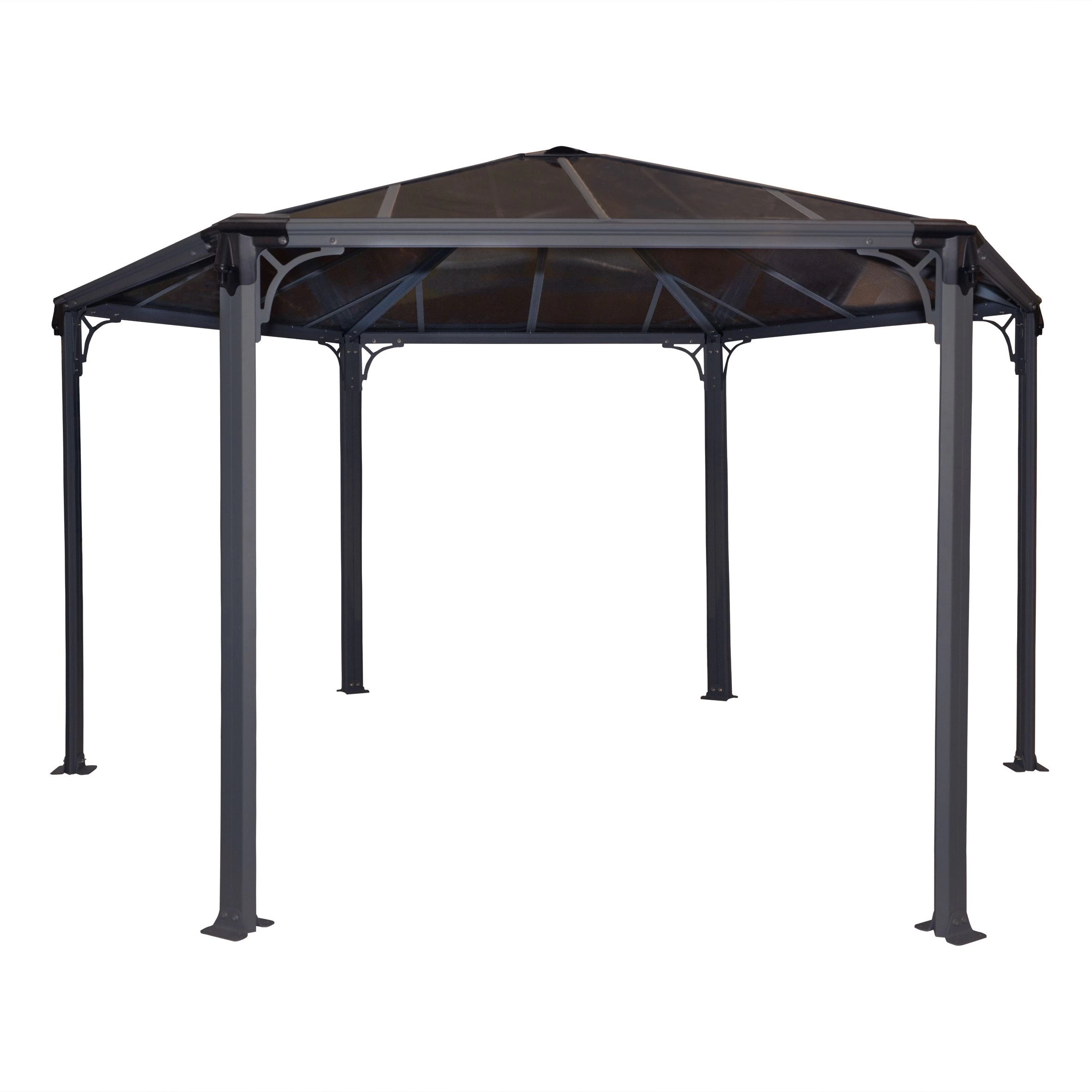 Palram - Canopia Monaco Grey Hexagonal Gazebo, (W)4.5m (D)3.9m - Assembly Required 4 Palram - Canopia Monaco Grey Hexagonal Gazebo, (W)4.5m (D)3.9m - Assembly Required - Image 2