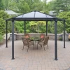 Palram - Canopia Monaco Grey Hexagonal Gazebo, (W)4.5m (D)3.9m - Assembly Required -Gardens and Outdoor Stores palram canopia monaco grey hexagonal gazebo w 4 5m d 3 9m assembly required7290108130232 01i bq