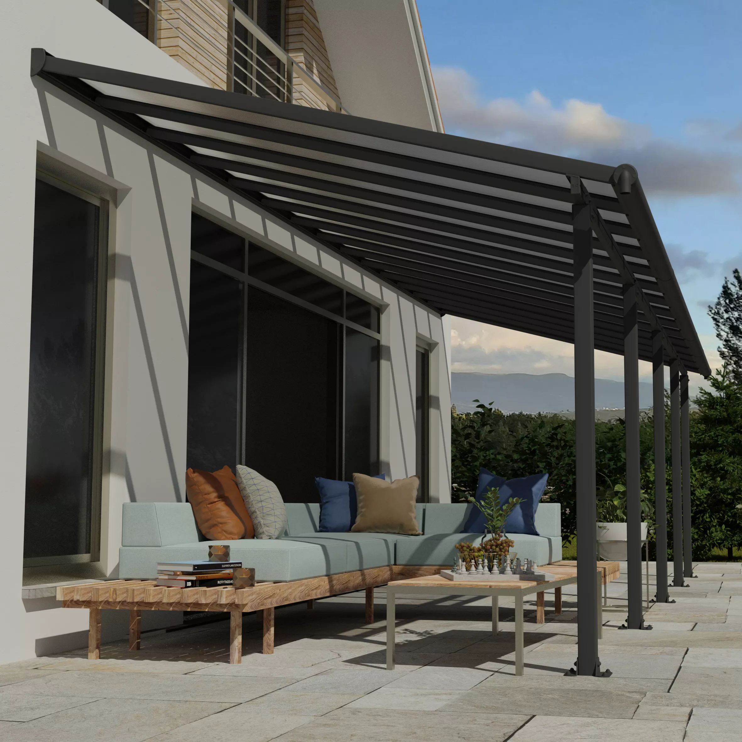 Palram - Canopia Olympia Grey Non-retractable Awning, (L)8.6m (H)3.05m (W)2.95m 3 Palram - Canopia Olympia Grey Non-retractable Awning, (L)8.6m (H)3.05m (W)2.95m