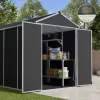 Palram - Canopia Rubicon 6x10 Apex Dark Grey Plastic Shed With Floor -Gardens and Outdoor Stores palram canopia rubicon 6x10 apex dark grey plastic shed with floor7290108603415 01i BQ
