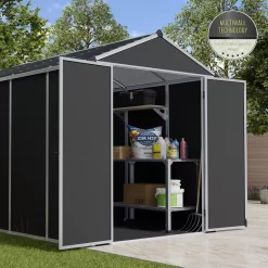 Palram - Canopia Rubicon 6x10 Apex Dark Grey Plastic Shed With Floor