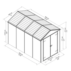 Palram - Canopia Rubicon 6x10 Apex Dark Grey Plastic Shed With Floor -Gardens and Outdoor Stores palram canopia rubicon 6x10 apex dark grey plastic shed with floor7290108603415 01t BQ