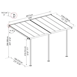 Palram - Canopia Sierra Grey Non-retractable Awning, (L)4.48m (H)3m (W)2.28m 14 Palram - Canopia Sierra Grey Non-retractable Awning, (L)4.48m (H)3m (W)2.28m -Gardens and Outdoor Stores palram canopia sierra grey non retractable awning l 4 48m h 3m w 2 28m7290108138535 01t bq
