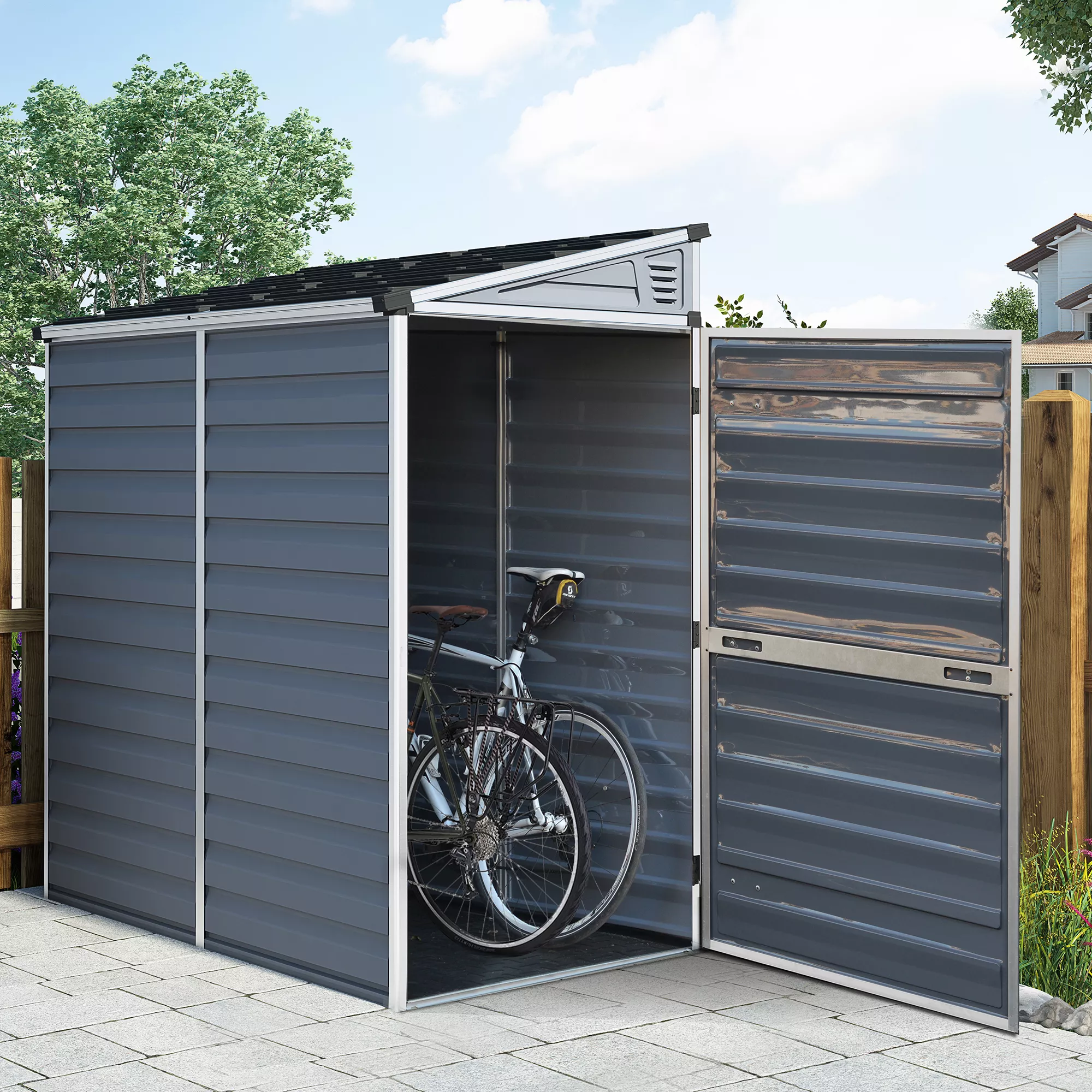 Palram - Canopia Skylight 4x6 Pent Dark Grey Plastic Shed With Floor 4 Palram - Canopia Skylight 4x6 Pent Dark Grey Plastic Shed With Floor - Image 2