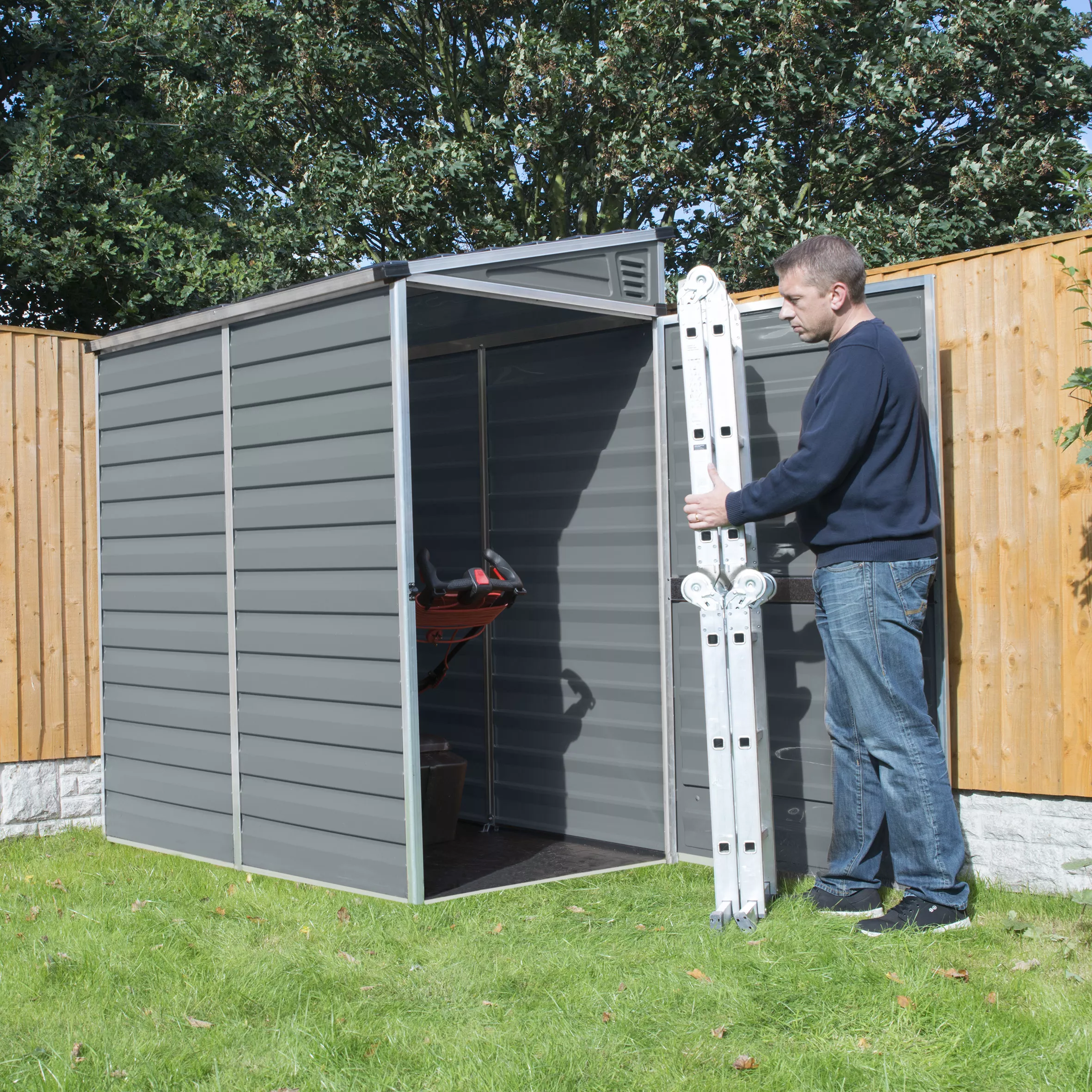 Palram - Canopia Skylight 4x6 Pent Dark Grey Plastic Shed With Floor 6 Palram - Canopia Skylight 4x6 Pent Dark Grey Plastic Shed With Floor - Image 4