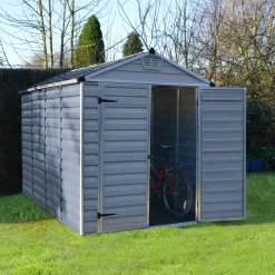 Palram - Canopia Skylight 6x10 Apex Dark Grey Plastic Shed With Floor -Gardens and Outdoor Stores palram canopia skylight 6x10 apex dark grey plastic shed with floor7290103124076 02i BQ