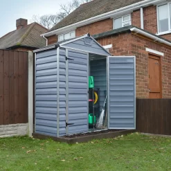 Palram - Canopia Skylight 6x3 Apex Dark Grey Plastic Shed With Floor -Gardens and Outdoor Stores palram canopia skylight 6x3 apex dark grey plastic shed with floor7290103124069 02i BQ
