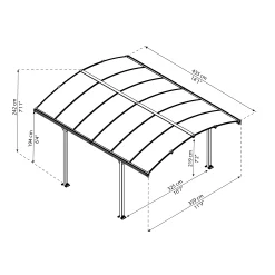 Palram - Canopia Tucson Grey Rectangular Gazebo, (W)4.3m (D)3.59m - Assembly Required -Gardens and Outdoor Stores palram canopia tucson grey rectangular gazebo w 4 3m d 3 59m assembly required7290108601633 01t bq