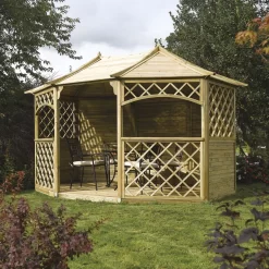 Rowlinson Sandringham Natural Octagonal Gazebo, (W)3.94m (D)3m - Assembly Required