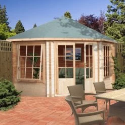 Shire Belvoir 10x10 Toughened Glass Apex Tongue & Groove Wooden Cabin - Base Not Included -Gardens and Outdoor Stores shire belvoir 10x10 toughened glass apex tongue groove wooden cabin base not included5019804252336 02i bq