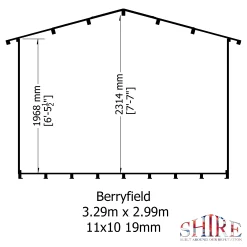Shire Berryfield 11x10 Eco Glass Apex Tongue & Groove Wooden Cabin - Base Not Included -Gardens and Outdoor Stores shire berryfield 11x10 eco glass apex tongue groove wooden cabin base not included5019804112302 01t bq