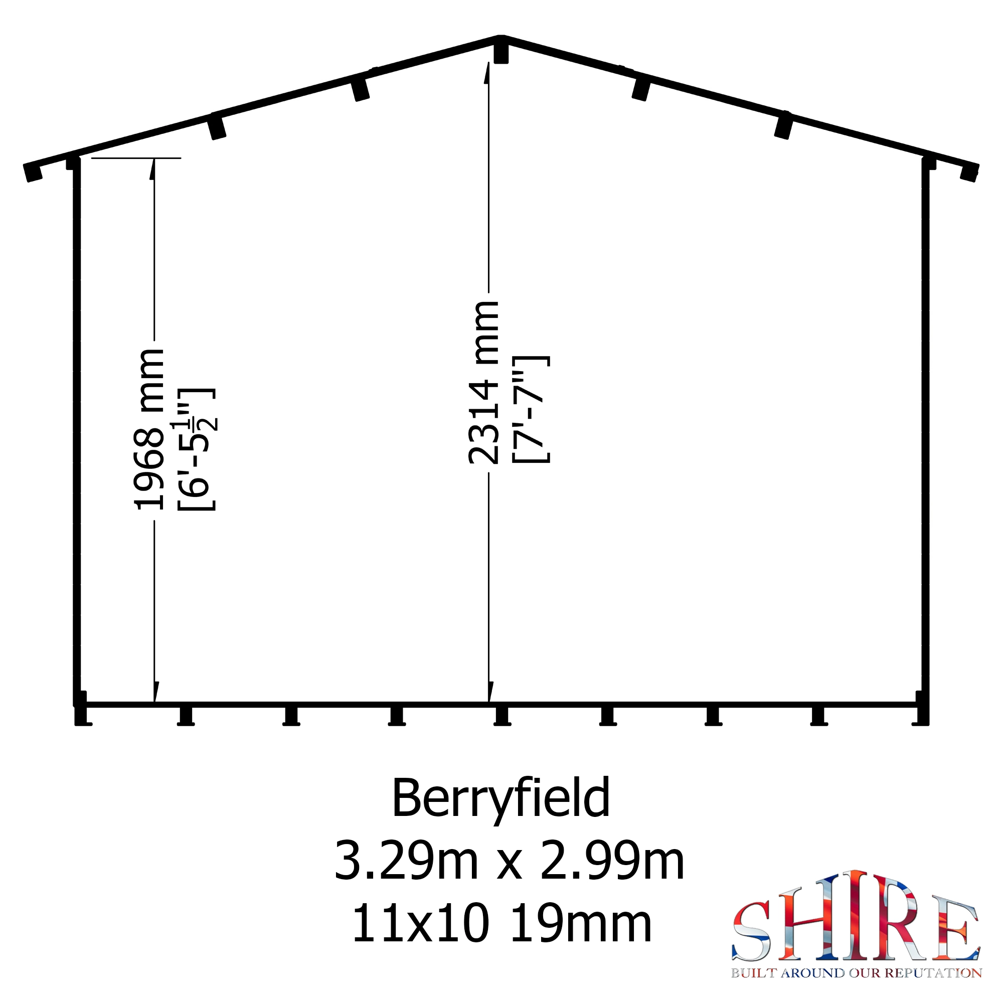 Shire Berryfield 11x10 Glass Apex Tongue & Groove Wooden Cabin - Base Not Included 7 Shire Berryfield 11x10 Glass Apex Tongue & Groove Wooden Cabin - Base Not Included - Image 5