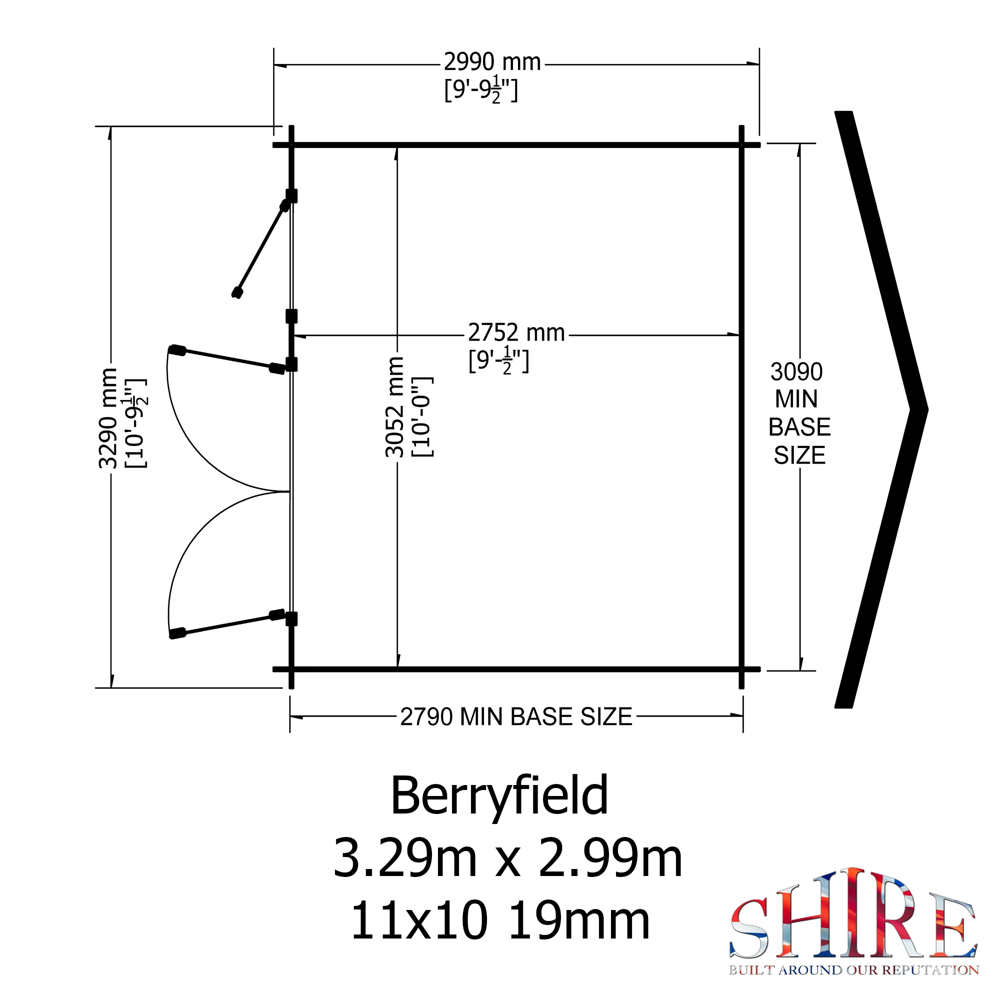 Shire Berryfield 11x10 Glass Apex Tongue & Groove Wooden Cabin - Base Not Included 9 Shire Berryfield 11x10 Glass Apex Tongue & Groove Wooden Cabin - Base Not Included - Image 7