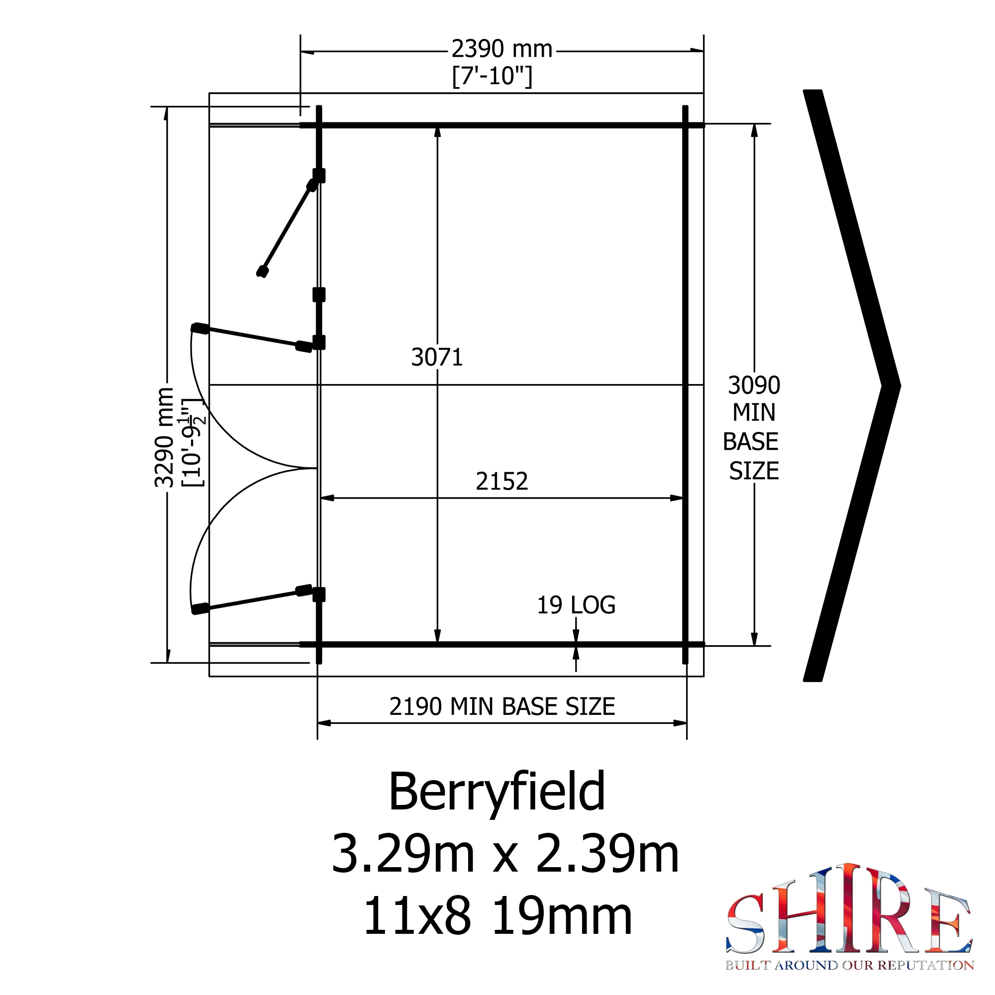 Shire Berryfield 11x8 Eco Glass Apex Tongue & Groove Wooden Cabin - Base Not Included 8 Shire Berryfield 11x8 Eco Glass Apex Tongue & Groove Wooden Cabin - Base Not Included - Image 6