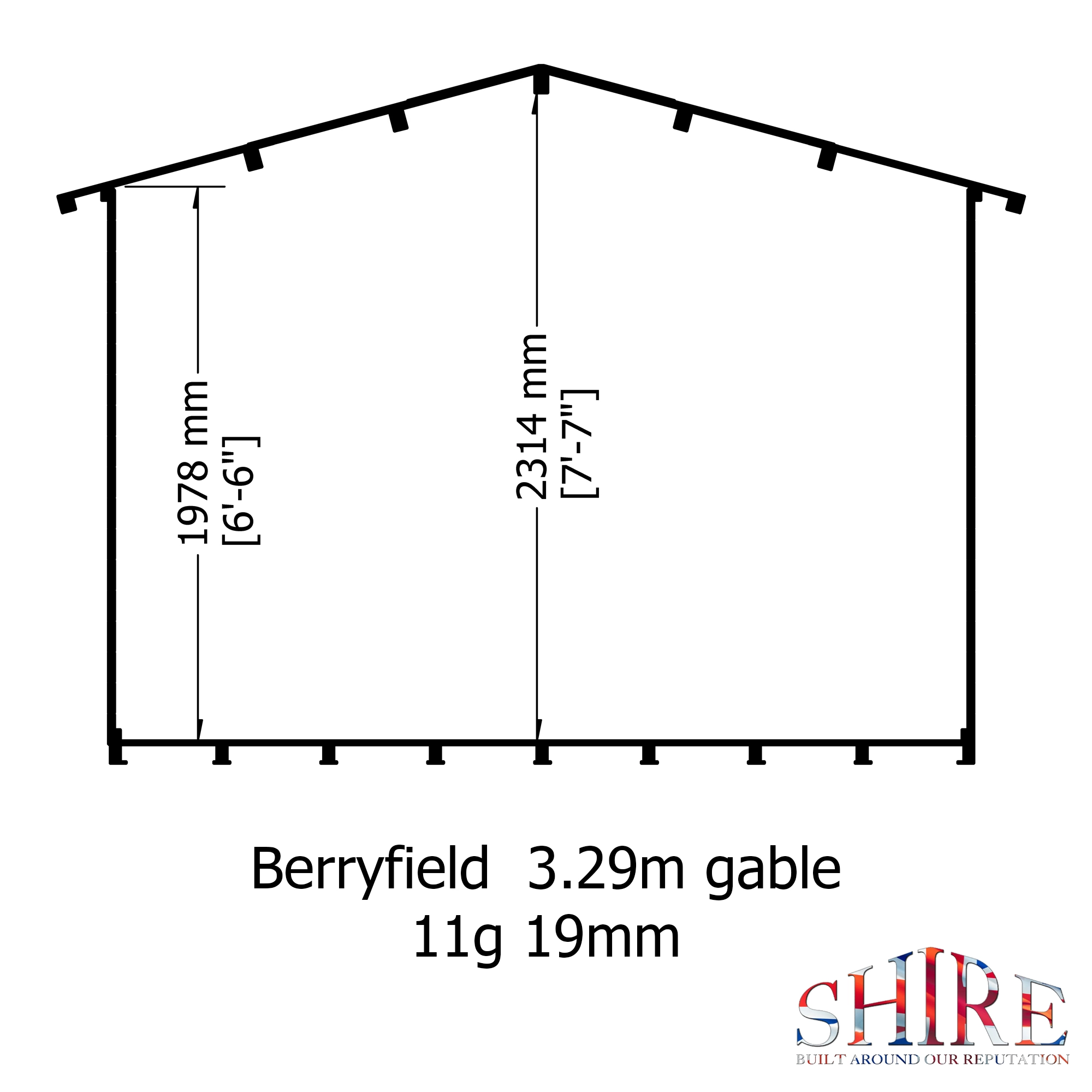 Shire Berryfield 11x8 Eco Glass Apex Tongue & Groove Wooden Cabin - Base Not Included 9 Shire Berryfield 11x8 Eco Glass Apex Tongue & Groove Wooden Cabin - Base Not Included - Image 7
