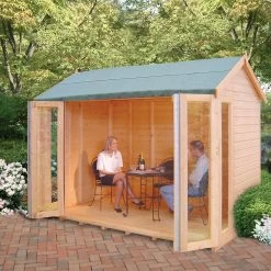 Shire Blenheim 10x8 Apex Shiplap Wooden Summer House With Bi-fold Door - Assembly Service Included -Gardens and Outdoor Stores shire blenheim 10x8 apex shiplap wooden summer house with bi fold door assembly service included5019804111213 02i bq