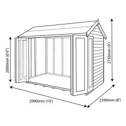 Shire Blenheim 10x8 Apex Shiplap Wooden Summer House With Bi-fold Door - Assembly Service Included -Gardens and Outdoor Stores shire blenheim 10x8 apex shiplap wooden summer house with bi fold door assembly service included5019804111213 03t