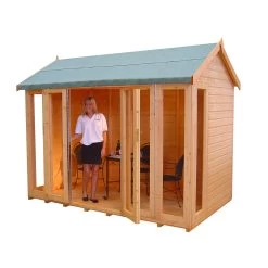 Shire Blenheim 10x8 Apex Shiplap Wooden Summer House With Bi-fold Door - Assembly Service Included