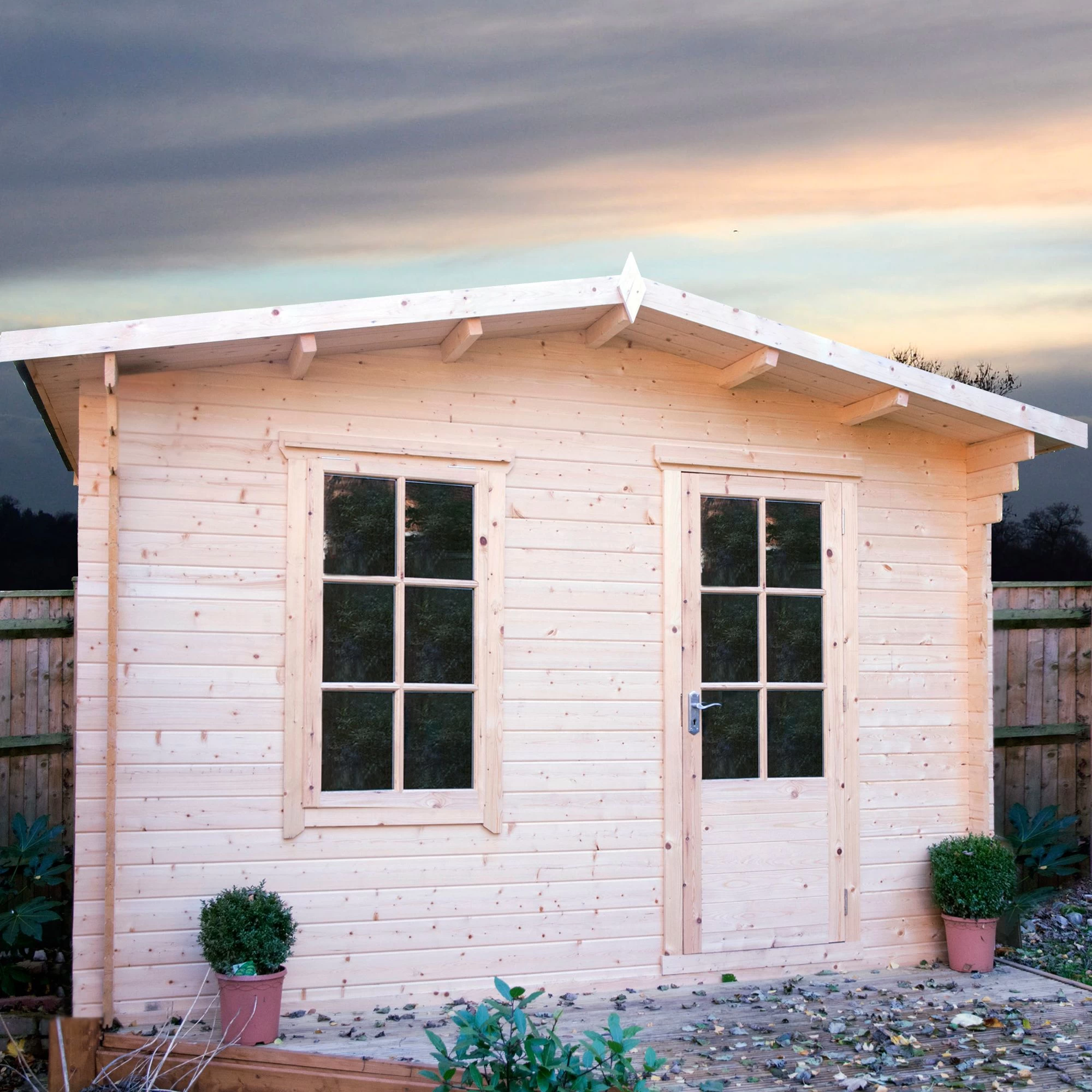 Shire Bucknells 12x8 Toughened Glass Apex Tongue & Groove Wooden Cabin - Base Not Included 3 Shire Bucknells 12x8 Toughened Glass Apex Tongue & Groove Wooden Cabin - Base Not Included