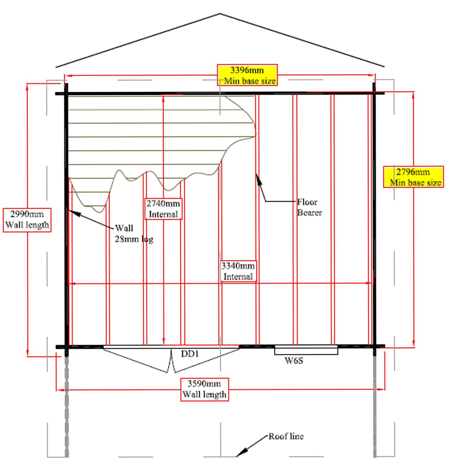 Shire Cannock 12x10 Toughened Glass Apex Tongue & Groove Wooden Cabin - Base Not Included 10 Shire Cannock 12x10 Toughened Glass Apex Tongue & Groove Wooden Cabin - Base Not Included - Image 8