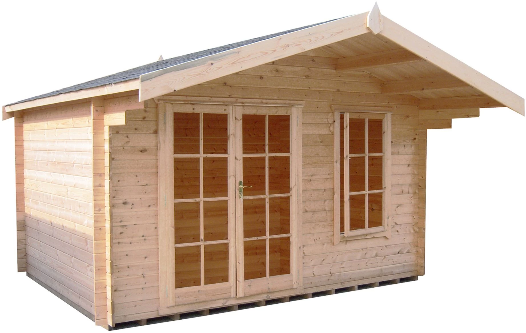 Shire Cannock 12x10 Toughened Glass Apex Tongue & Groove Wooden Cabin - Base Not Included 3 Shire Cannock 12x10 Toughened Glass Apex Tongue & Groove Wooden Cabin - Base Not Included