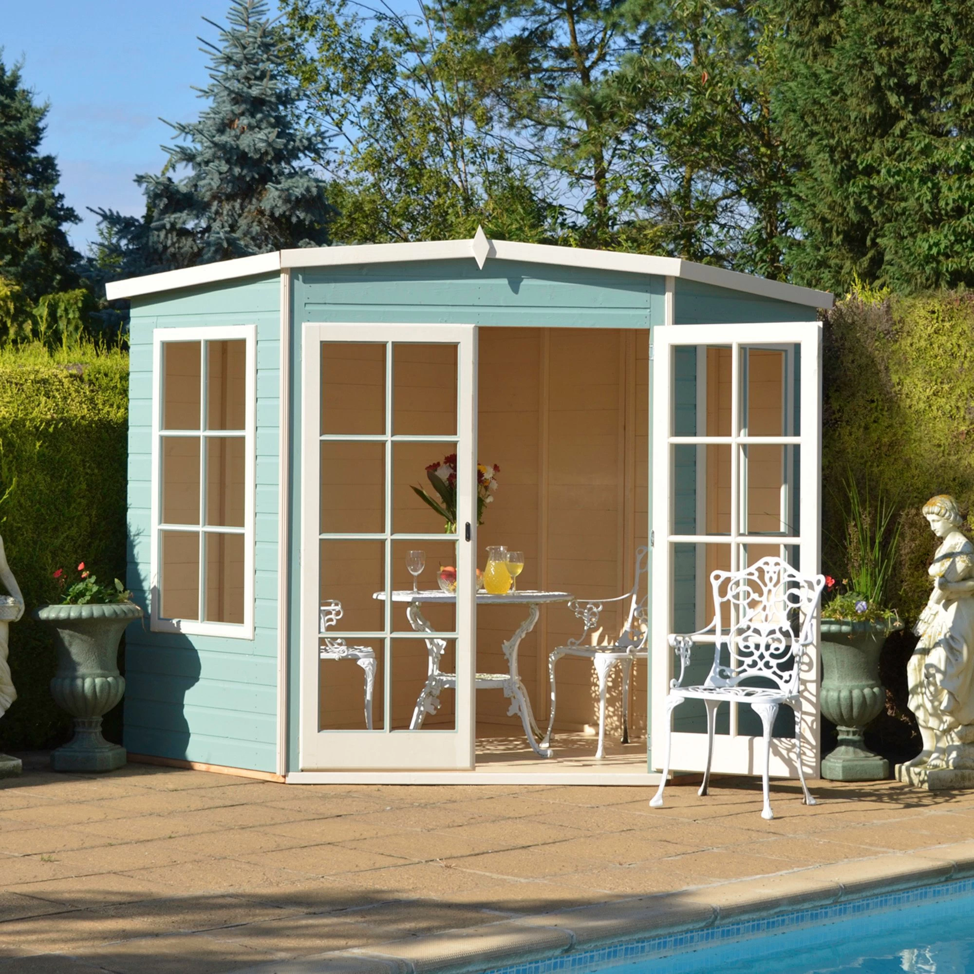 Shire Hampton 10x10 Toughened Glass Pent Shiplap Wooden Summer House - Base Not Included 6 Shire Hampton 10x10 Toughened Glass Pent Shiplap Wooden Summer House - Base Not Included - Image 4