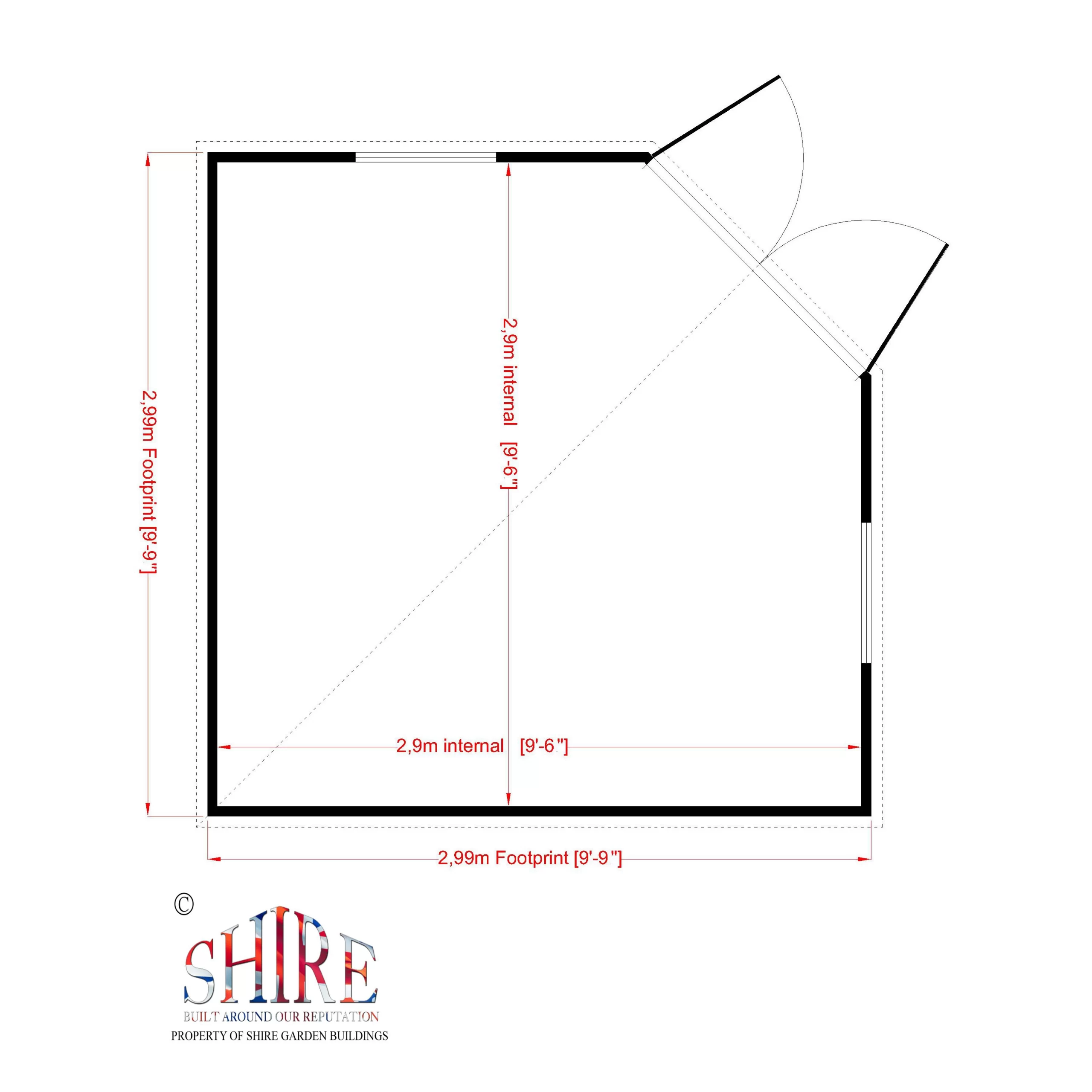 Shire Hampton 10x10 Toughened Glass Pent Shiplap Wooden Summer House - Base Not Included 7 Shire Hampton 10x10 Toughened Glass Pent Shiplap Wooden Summer House - Base Not Included - Image 5
